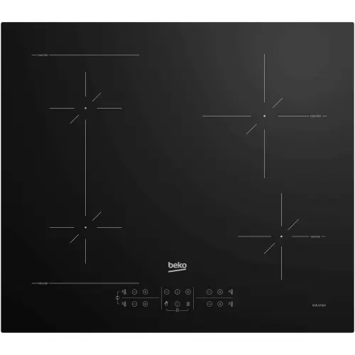 Plita incorporabila Beko HII64200SFMT, Inductie, 4 zone de gatit, Booster, Touch control, Stop & Go, OverHeat Safety System, Auto Shutdown, 60 cm (Negru)
