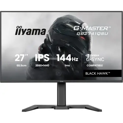 Monitor Gaming IPS LED Iiyama 27inch GB2741QSU-B1, QHD (2560 x 1440), HDMI, DisplayPort, Boxe, Poxe, 144 Hz, 1 ms (Negru)