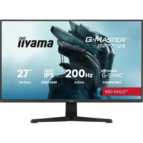 Monitor Gaming Fast IPS LED Iiyama 27inch G2771QS-B1, QHD (2560 x 1440), HDMI, DisplayPort, Boxe, 200 Hz, 0.5 (Negru)