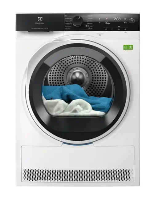 Uscator de rufe Electrolux DelicateCare EW7D494RCE, Pompa de caldura, 9 kg, Clasa energie B, Wi-Fi, refrigerant ecologic R290 (GWP 3), motor Inverter, display LED, sistem uscare DelicateCare + Sensicare, filtru EasyFlow 5.56 l, Auto Shut-Off (Alb)
