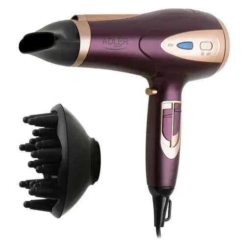 Uscator de par multifunctional Adler AD2248p, Putere 2400W, Concentrator, Functie Ionizare, 3 Trepte Temperatura, 2 Viteze (Roz)