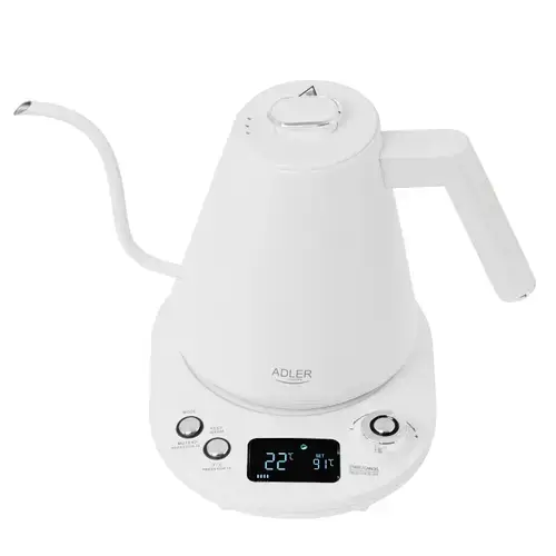 Cana electrica Adler AD1349, 1100W, 1L, 40-100 C, Mentinere caldura, Afisaj LED (Alb)