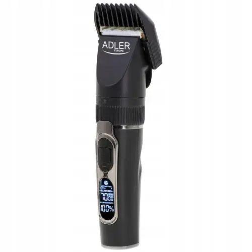 Aparat de tuns profesional cu afisaj LCD Adler AD2837, Autonomie 210 minute, 8 capete incluse (Negru)