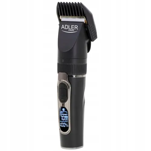 Aparat de tuns profesional cu afisaj LCD Adler AD2837, Autonomie 210 minute, 8 capete incluse (Negru)