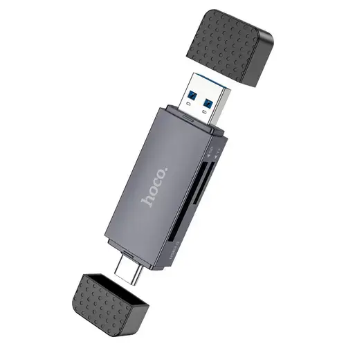 Cititor Card USB / USB-C HOCO HB45, SD - microSD, Gri