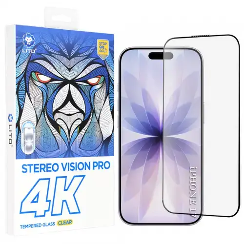 Folie de protectie Ecran Lito D+ Max 4K pentru Apple iPhone 17 / 16 Pro, Sticla Securizata, Full Glue