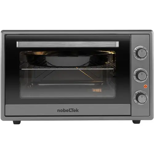 Cuptor electric NobeLTek NLT FSO60X, 60L, 2000W, grill, timer, termostat, sticla dubla, ventilator, iluminare (Gri/Inox)