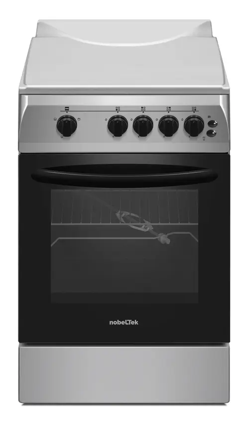 Aragaz NobelTek NLT 5603IX/G1, Gaz, Grill, Rotisor, Aprindere electrica, Iluminare cuptor, 50 x 60 cm (Argintiu)