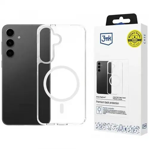 Husa MagSafe pentru Samsung Galaxy S25 S931 / S24 S921, 3MK, Armor MagCase, Transparenta