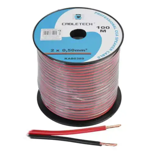 Cablu difuzor CCA 2x0.50mm rosu/negru 100m
