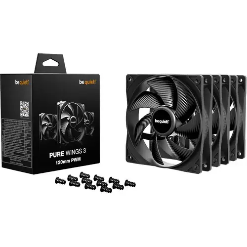 Set 3 Ventilatoare be quiet! Pure Wings Black 120mm PWM Three Fan Pack