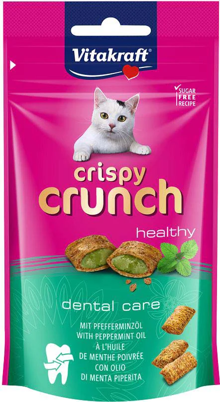 VITAKRAFT Delicatesă pentru pisici Crispy Crunch Dental cu Ulei de Mentă, 60g