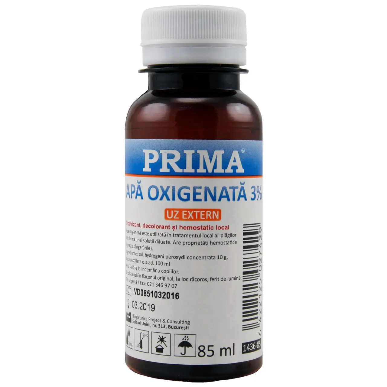 Apa oxigenata - peroxid de hidrogen - 3%, uz extern - 85ml