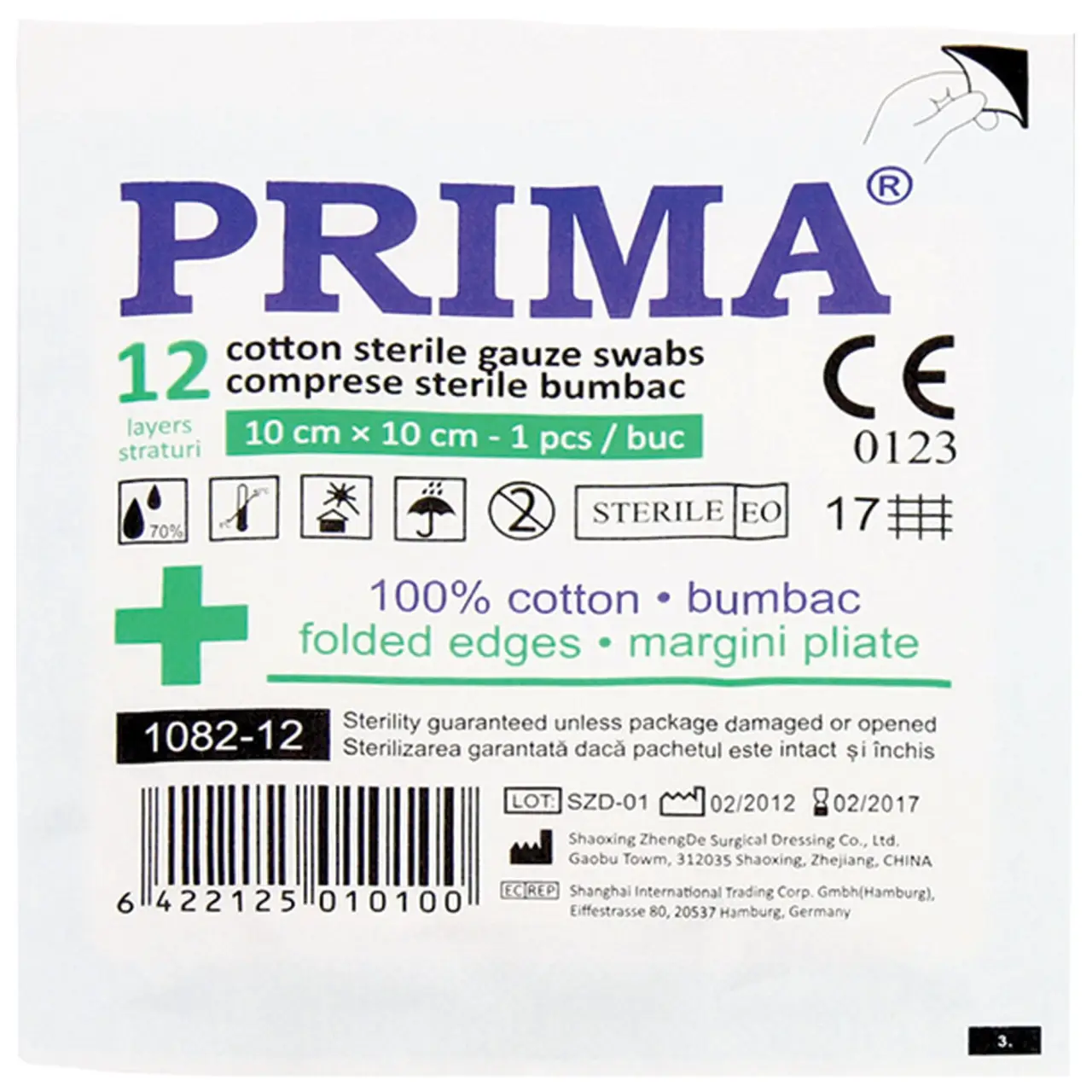 Comprese sterile tifon 10x10cm, 1 compresa pliata - 12 straturi pe plic