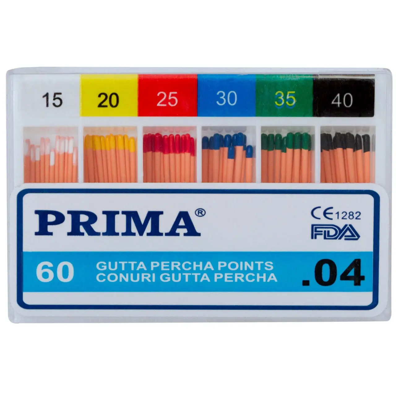 Conuri mari PRIMA Gutta Percha .04, asortate, nr.15-40 - 60 bucati