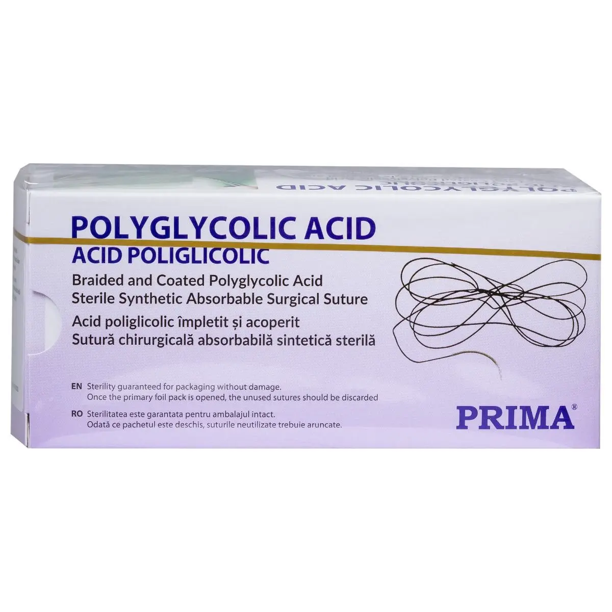 Fir acid poliglicolic, resorbabil, 150 cm, fara ac, USP 1, 12 bucati
