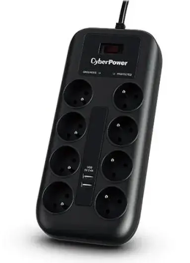 Prelungitor Cyer Power P0820SUF0-DE, 8 prize, 1.8 m (Negru)