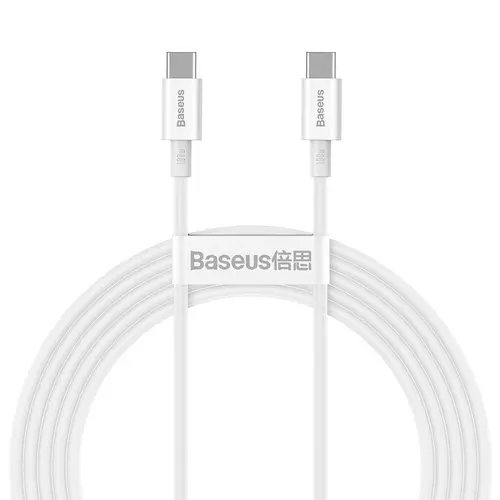Cablu de date Baseus Superior CATYS-C02, USB-C - USB-C, QC, 100W, 5A, 2 m, Alb