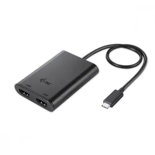 Adaptor video i-Tec C31DUAL4KHDMI, USB-C, Dual HDMI port 4K compatibil cu Thunderbolt 3, Negru
