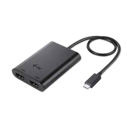 Adaptor video i-Tec C31DUAL4KHDMI, USB-C, Dual HDMI port 4K compatibil cu Thunderbolt 3, Negru
