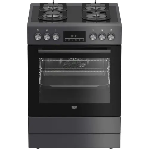 Aragaz mixt Beko FBM62330GADSN, Gaz, 4 arzatoare, Aprindere integrata, Cuptor electric, 72 l, 8 functii, Clasa A, 60 cm (Antracit)