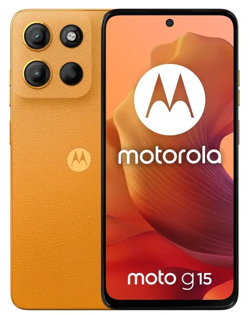 Telefon Mobil Motorola Moto G15, Procesor Mediatek Helio G81 Extreme Octa Core, IPS LCD Capacitive touchscreen 6.72inch, 4GB RAM, 128GB Flash, Camera Duala 50+5MP, Wi-Fi, 4G, Dual Sim, Android (Portocaliu)