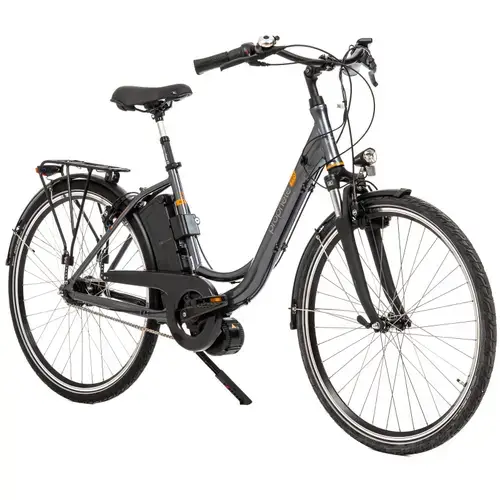 Bicicleta electrica Prophete 54830, roti 28 inch, cadru M, viteza maxima 25 km/h, motor 250 W, Gri