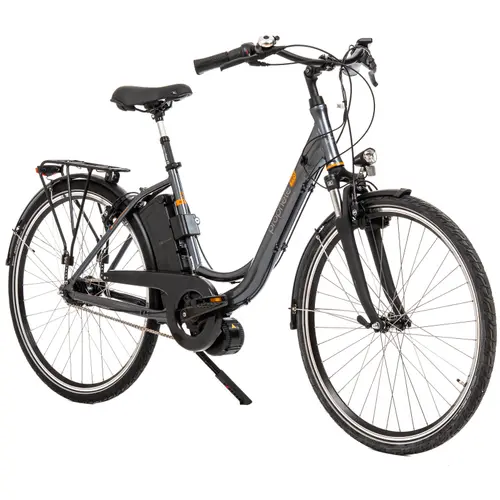 Bicicleta electrica Prophete 54830, roti 28 inch, cadru M, viteza maxima 25 km/h, motor 250 W, Gri