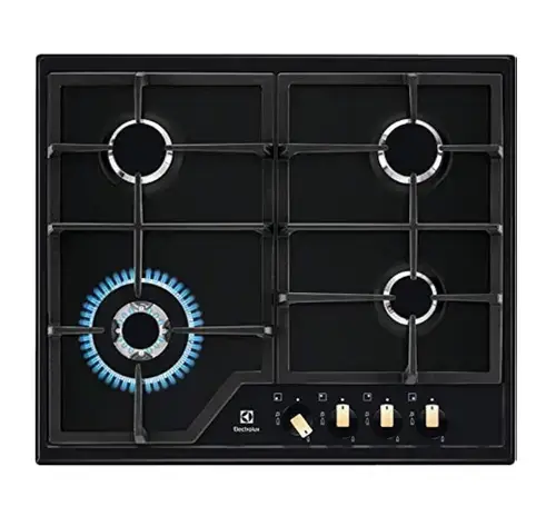 Plita incorporabila Electrolux EGS6436RK, 60 cm, 4 arzatoare gaz, Wok, 8.8 kW (Negru mat)