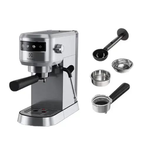 Espressor manual Electrolux Explore 6 E6EC1-6ST, 1l, 1450W, 15 bar, sistemul Cappuccino (Argintiu/Negru)