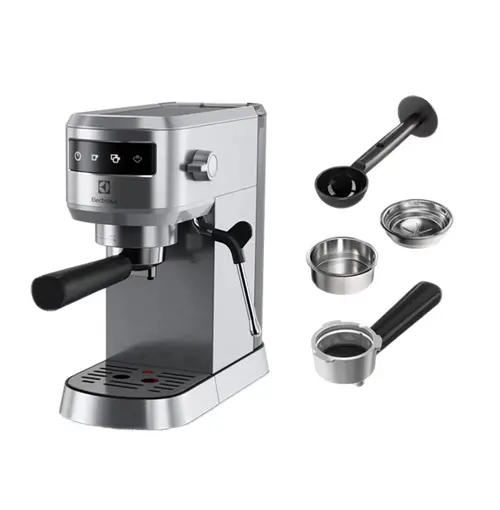 Espressor manual Electrolux Explore 6 E6EC1-6ST, 1l, 1450W, 15 bar, sistemul Cappuccino (Argintiu/Negru)