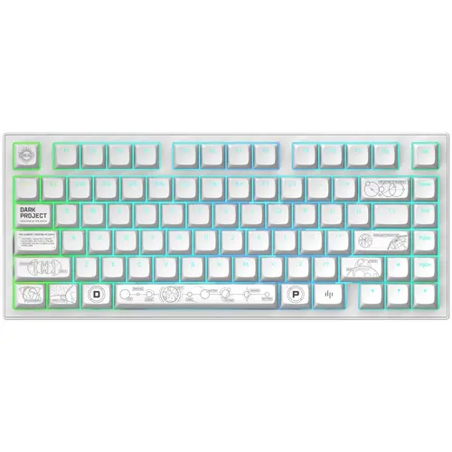 Tastatura Mecanica Gaming Dark Project ALU81A Terra Nova, Wireless, 81 keys, Full RGB, switch-uri g3ms Moonstone Pre-lubed, hot swap, carcasa aluminiu, Alb