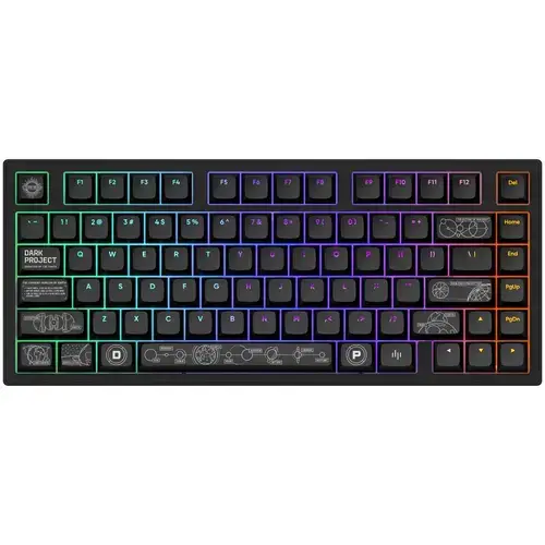 Tastatura Mecanica Gaming Dark Project ALU81A Terra Nova, Wireless, 81 keys, Full RGB, switch-uri g3ms Moonstone Pre-lubed, hot swap, carcasa aluminiu, Negru