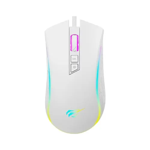 Mouse gaming HAVIT MS1034, iluminare RGB, 4800 dpi, 7 butoane, USB, Alb