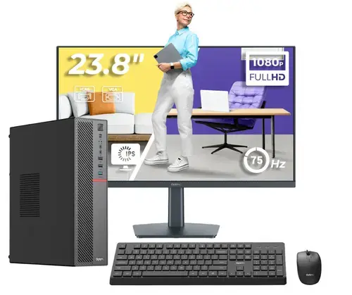 Calculator PC Business Ready OptimX  T5 SFF Intel Pentium Gold G6400T, 16GB DDR4, 512GB SSD, Win11 Pro si Monitor 24inch FHD, IPS, LED + kit tastatura si mouse Pro KM500 cu fir
