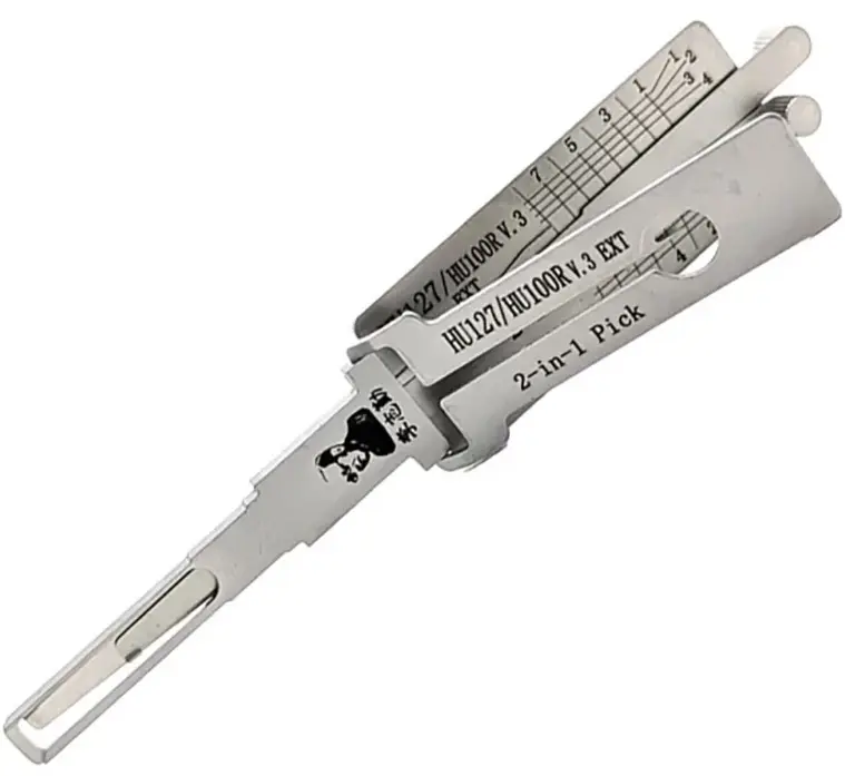 Decodor auto Lishi HU100R HU127 2 in 1 pick pentru chei BMW F Series, lama HU100R 8 cut, contact usa portbagaj, Twin Lifter
