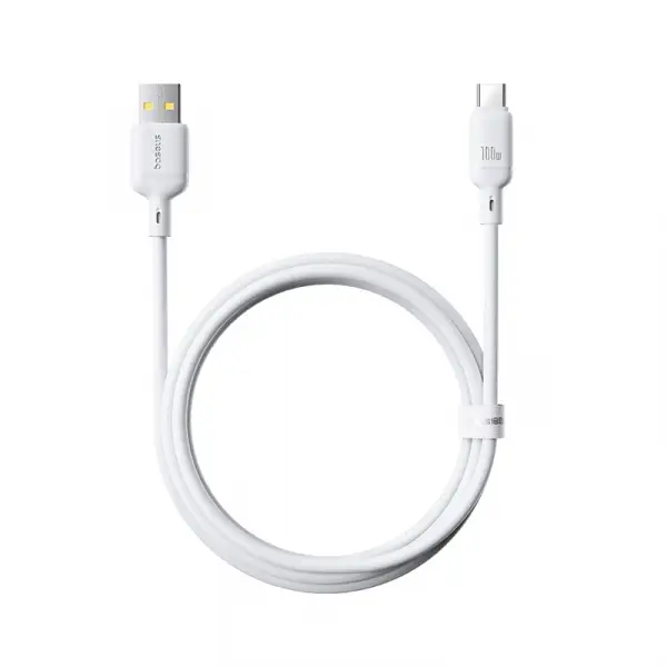 Cablu Date si Incarcare USB-A - USB-C Baseus Silky, 100W, 1m, Alb P10377703213-00