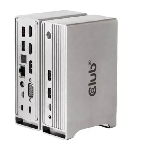 Docking Station Club3D CSV-1568, USB Gen 2 Type-C, PD 120 W, 2x USB Type-C, 4x USB, DisplayPort/VGA, 2x HDMI, 1x Gigabit Enthernet (Argintiu)