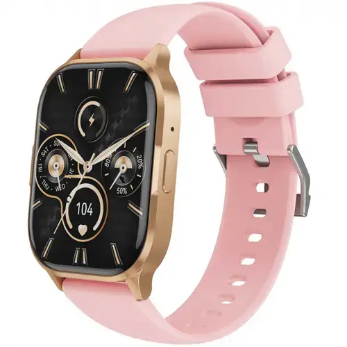 Smartwatch XO Design J10, Ecran AMOLED 2.04inch, Bluetooth, NFC, Monitorizare tensiune si somn, Amintire hidratare, IP67 (Auriu/Roz)