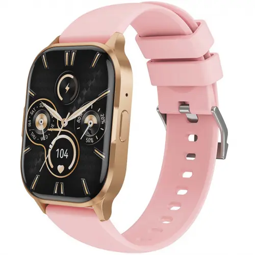 Smartwatch XO Design J10, Ecran AMOLED 2.04inch, Bluetooth, NFC, Monitorizare tensiune si somn, Amintire hidratare, IP67 (Auriu/Roz)