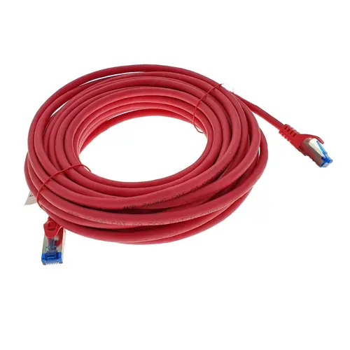 Cablu ecranat S / FTP, Lanberg 42717, cat 6A, mufat 2xRJ45, lungime 10 m, AWG 26, 500 MHz, LSZH, de legatura retea, ethernet, Rosu