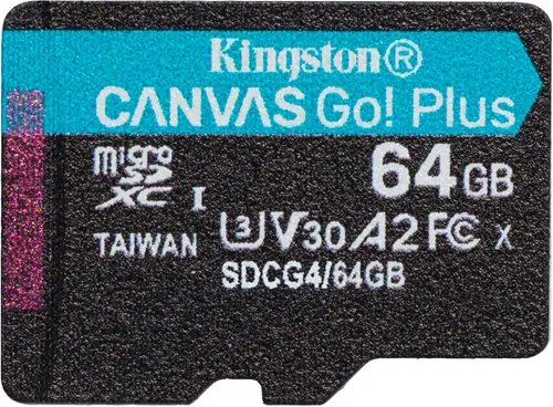 Card Memorie microSDXC Kingston Canvas Go Plus Android A2 SDCG4/64GBSP, 64Gb, Clasa 10 / UHS-1 U3