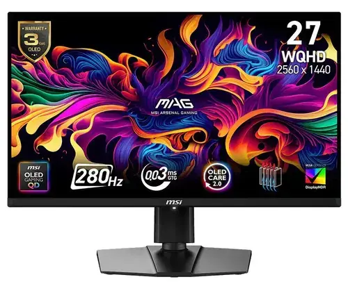 Monitor Gaming QD-OLED MASI 26.5inch MAG 271QP QD-OLED X28, WQHD (2560 x 1440), HDMI, DisplayPort, Pivot, 280 Hz, 0.03 ms (Negru)