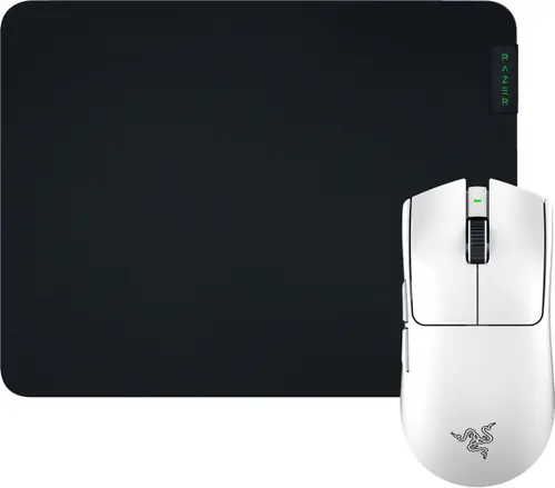 Mouse Gaming Wireless Razer Viper V3 Pro + MousePad Gigantus M Hero Bundle, 35000 DPI, 6 butoane programabile (Alb)