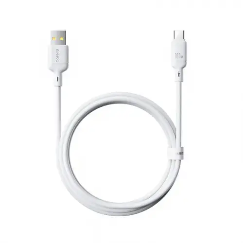 Cablu de Date si Incarcare Baseus Silky P10377703213-00, USB-A la USB-C, 100W, 1m (Alb)