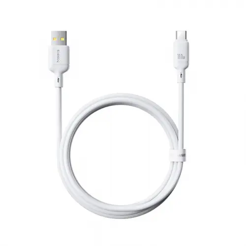 Cablu de Date si Incarcare Baseus Silky P10377703213-00, USB-A la USB-C, 100W, 1m (Alb)