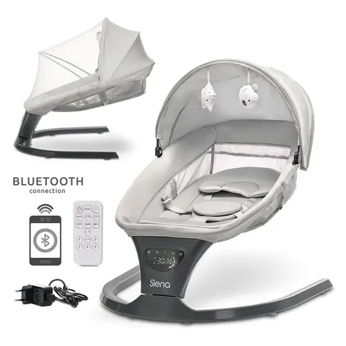 Leagan electric Lorelli Siena, potrivit 0-12 luni, 5 viteze de leganare, senzor inteligent de miscare, telecomanda, panou muzical, Gri