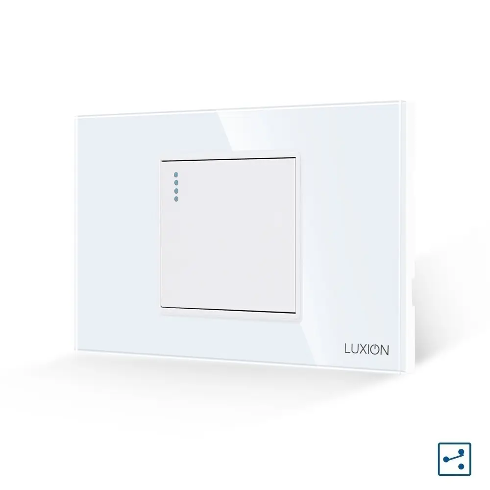 Intrerupator Simplu Cap Scara Mecanic LUXION cu Rama din Sticla, Standard Italian, 2/3M