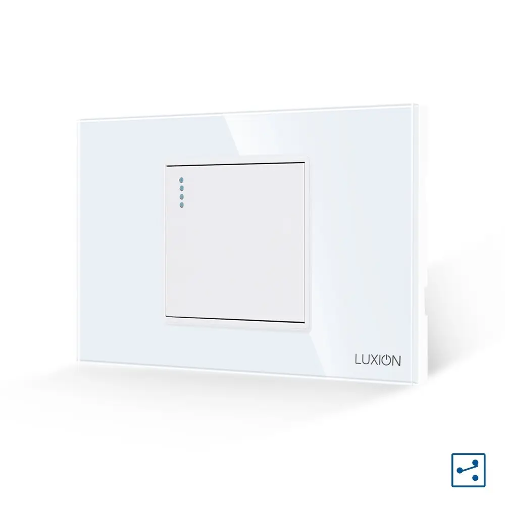 Intrerupator Simplu Cap Cruce Mecanic LUXION cu Rama din Sticla, Standard Italian, 2/3M