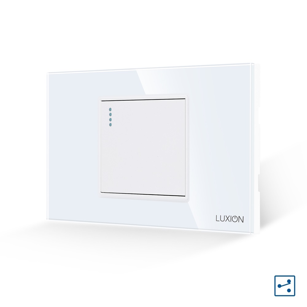 Intrerupator Simplu Cap Cruce Mecanic LUXION cu Rama din Sticla, Standard Italian, 2/3M